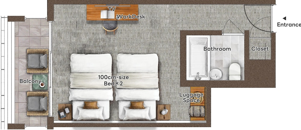 スタンダード ツインルーム 禁煙 フロアマップ0 | プロスタイル テラス ナハ