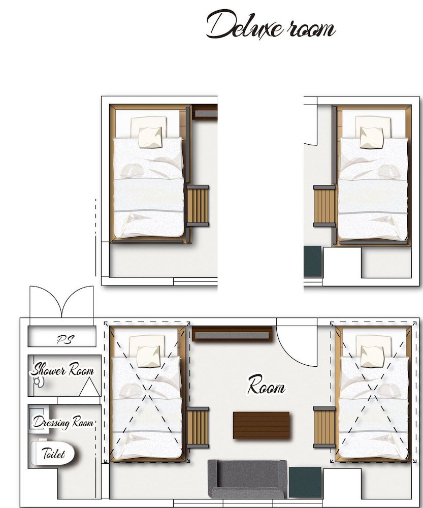 デラックス ルーム シングルベッド 4台 禁煙 客室4 | ゾンクホテル天神渡辺通