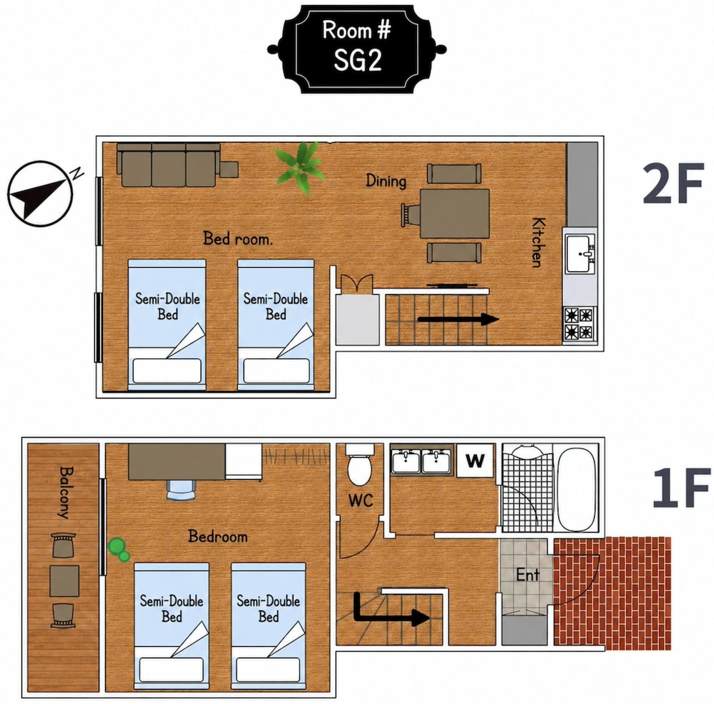 アパートメント 2 ベッドルーム 禁煙 キッチン (SG2) フロアマップ0 | 99 Stay Sasebo SGx