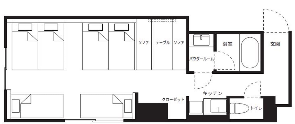 [スタンダード6ベッド] 洗い場付きバス/45平米 禁煙 客室2 | Rakuten STAY那覇やちむん通り
