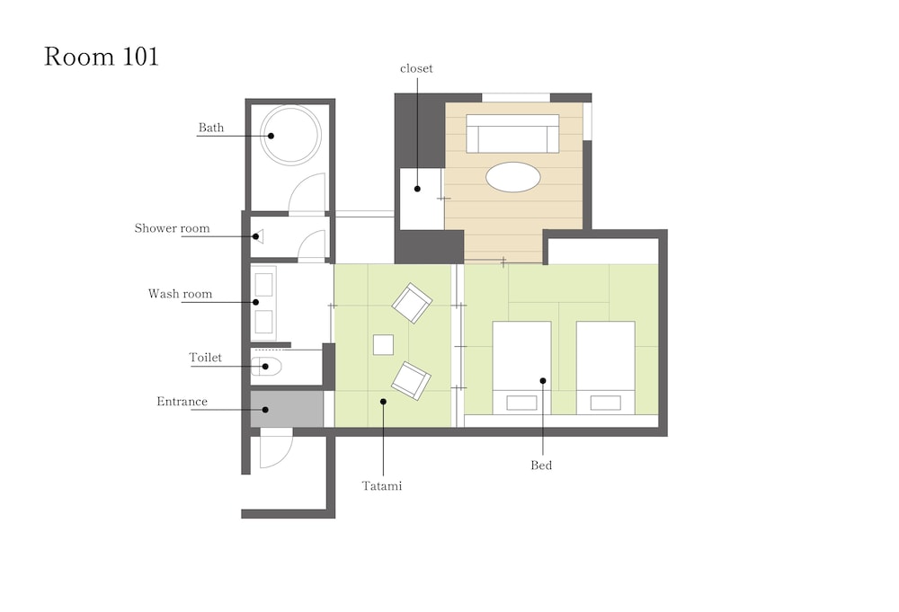 101 本館 · 歳吉屋 半露天風呂 禁煙 客室6 | BYAKU Narai