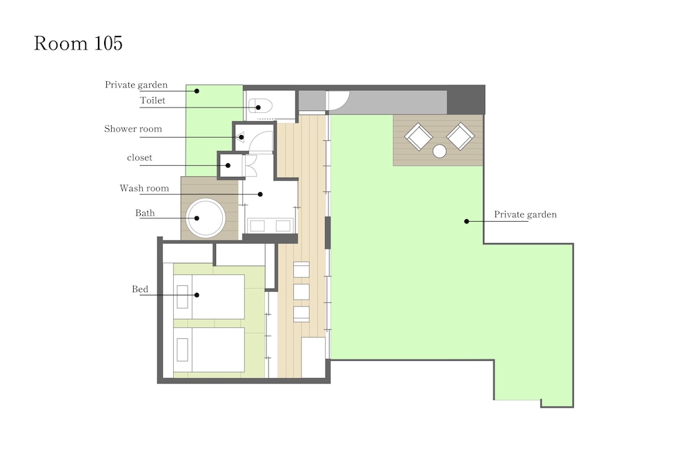 105 本館 · 歳吉屋 半露天風呂 禁煙 客室3 | BYAKU Narai