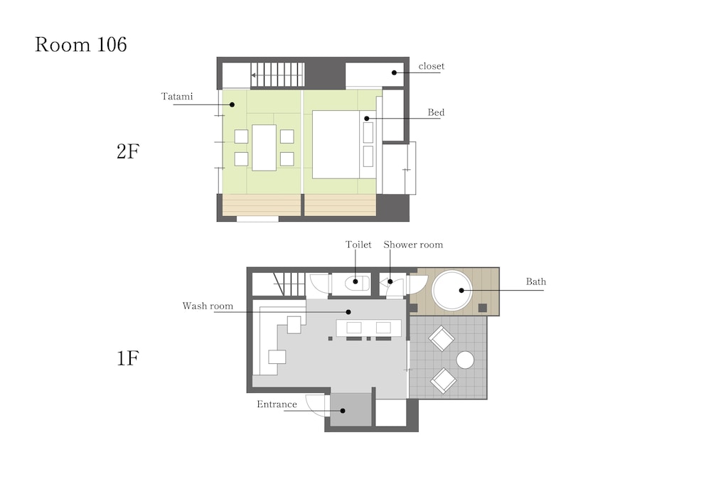 106 本館 · 歳吉屋 半露天風呂 禁煙 客室4 | BYAKU Narai