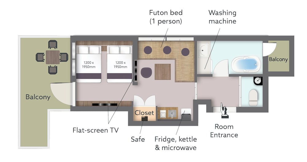 テラスツインスイート 禁煙 フロアマップ0 | ORI 六角
