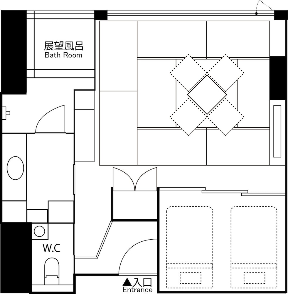客室温泉展望風呂付ツイン 牛肉コースディナー 禁煙 (42平米・定員2名) 客室4 | グランドブリッセンホテル定山渓