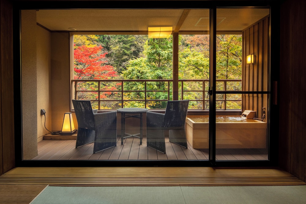 ロイヤル ツインルーム バルコニーからの眺望1 | 塩の湯温泉 蓮月