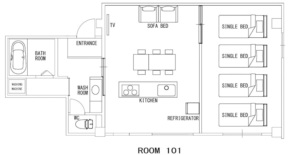 スタンダード アパートメント 客室2 | 華門 INN OSAKA