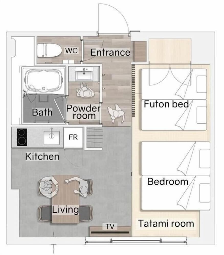 モデレート 4ベッド(和室付き) 禁煙 フロアマップ0 | Minn 祇園