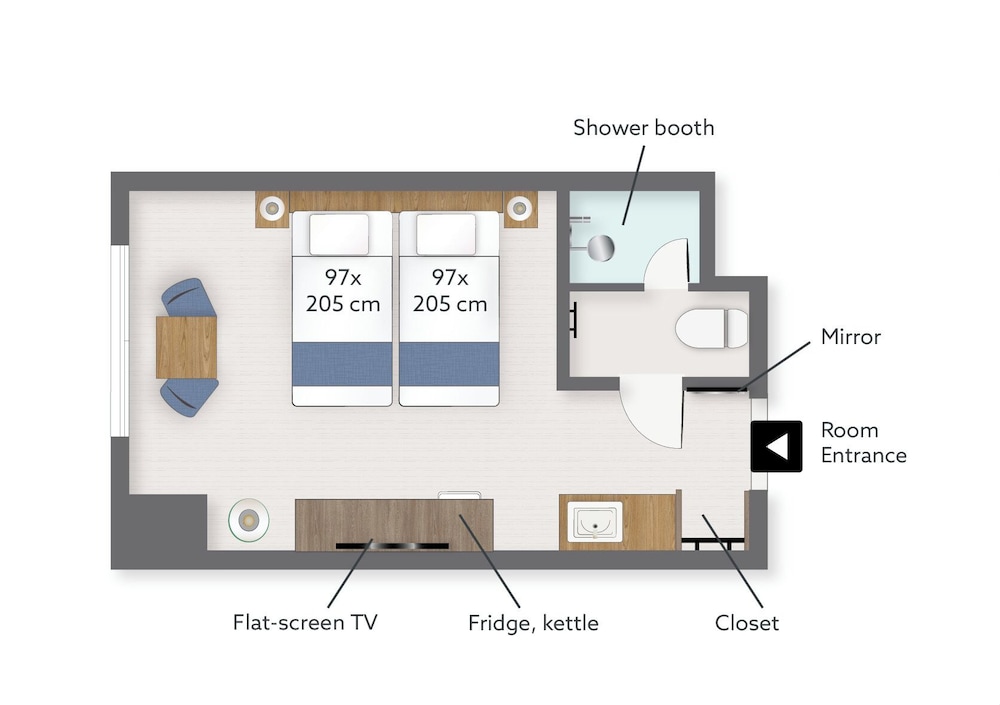 スタジオ 25 ツイン (禁煙) フロアマップ2 | KABIN Kyoto