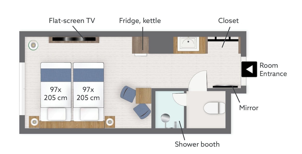 スタジオ 25 ツイン (禁煙） フロアマップ1 | KABIN Kyoto