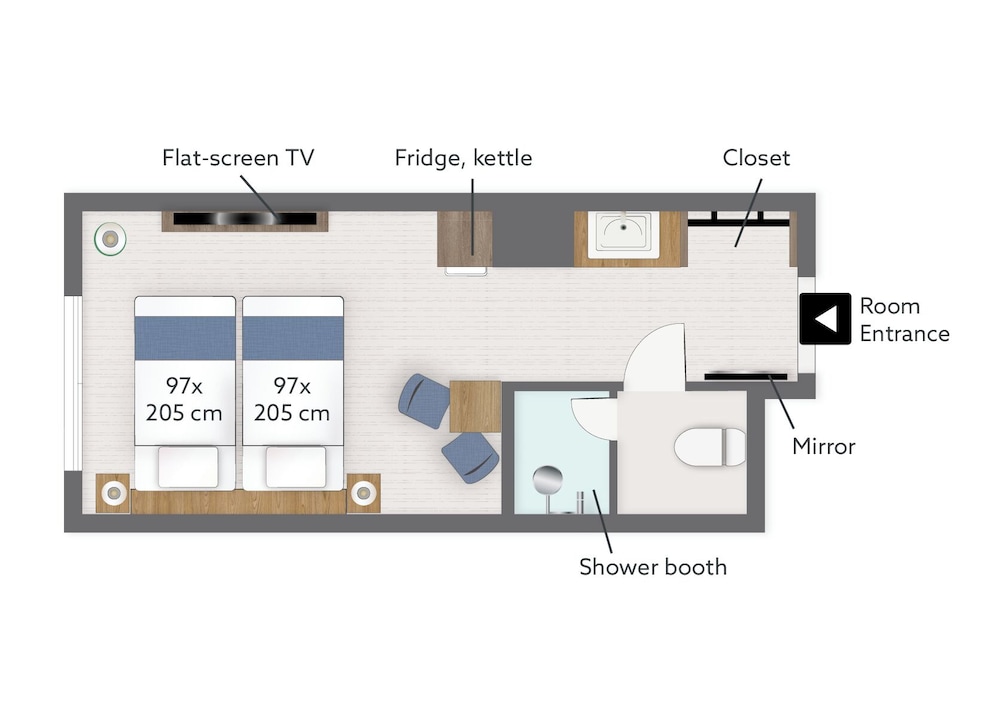 スタジオ 25 ツイン (禁煙) フロアマップ1 | KABIN Kyoto