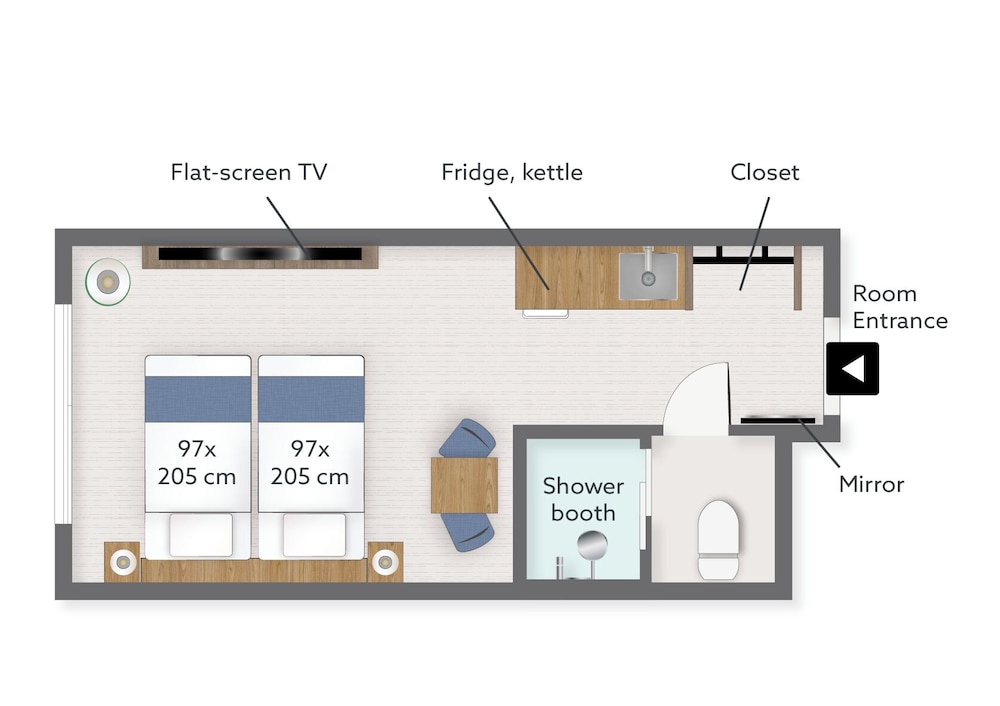 スタジオ 25 ツイン (禁煙) フロアマップ0 | KABIN Kyoto