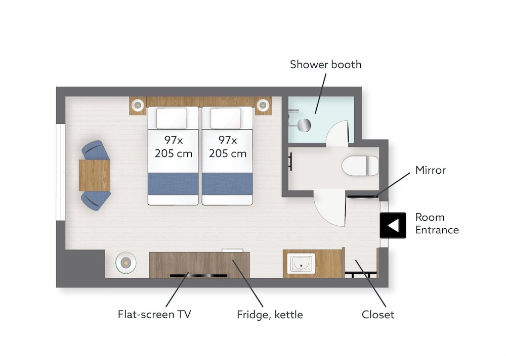 スタジオ 25 ツイン (禁煙） フロアマップ0 | KABIN Kyoto