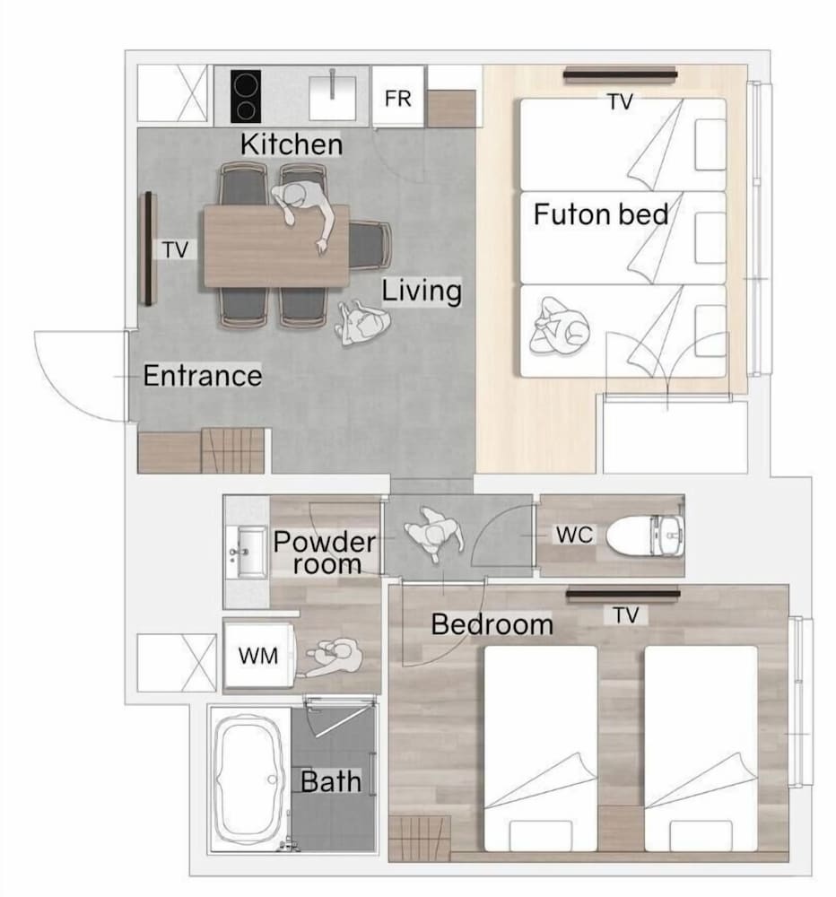 スーペリアスイート 1ベッドルーム 4ベッド (和室付き) 禁煙 フロアマップ0 | Minn 祇園三条