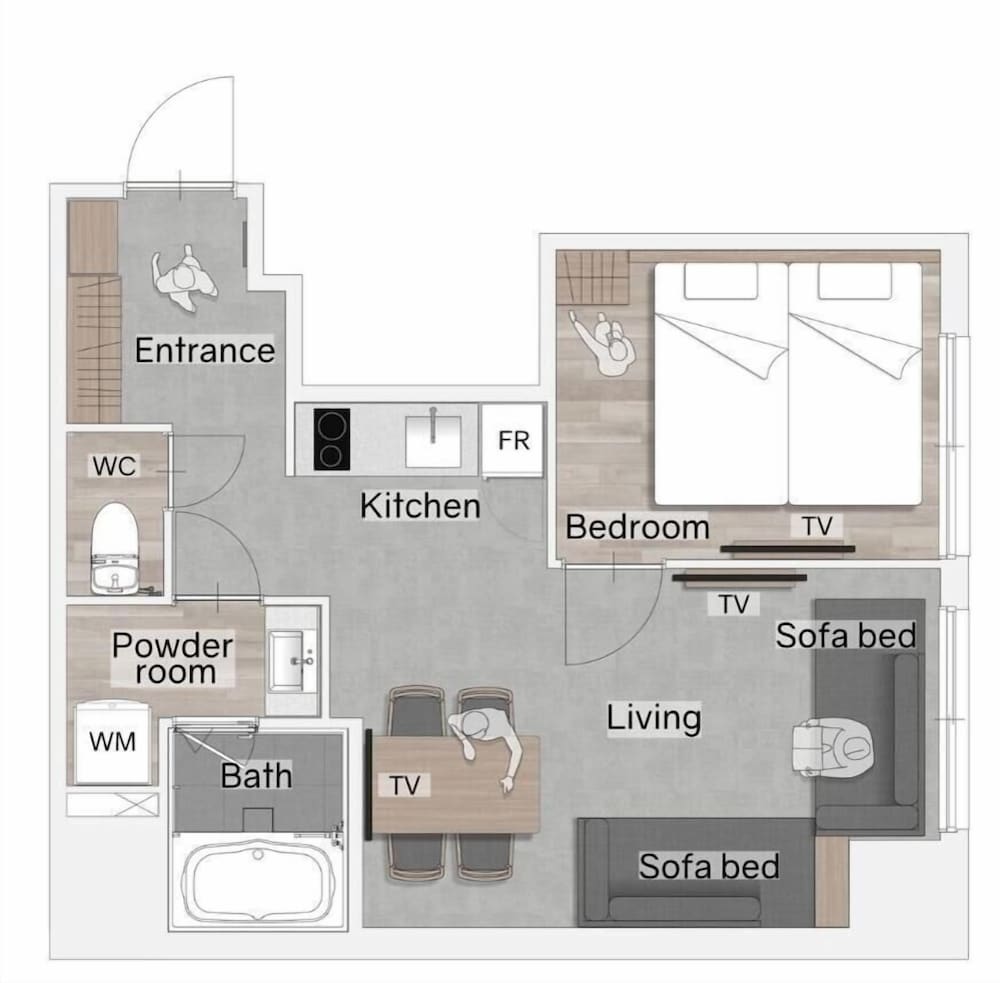 スーペリアスイート 1ベッドルーム 4ベッド 禁煙 フロアマップ0 | Minn 祇園三条