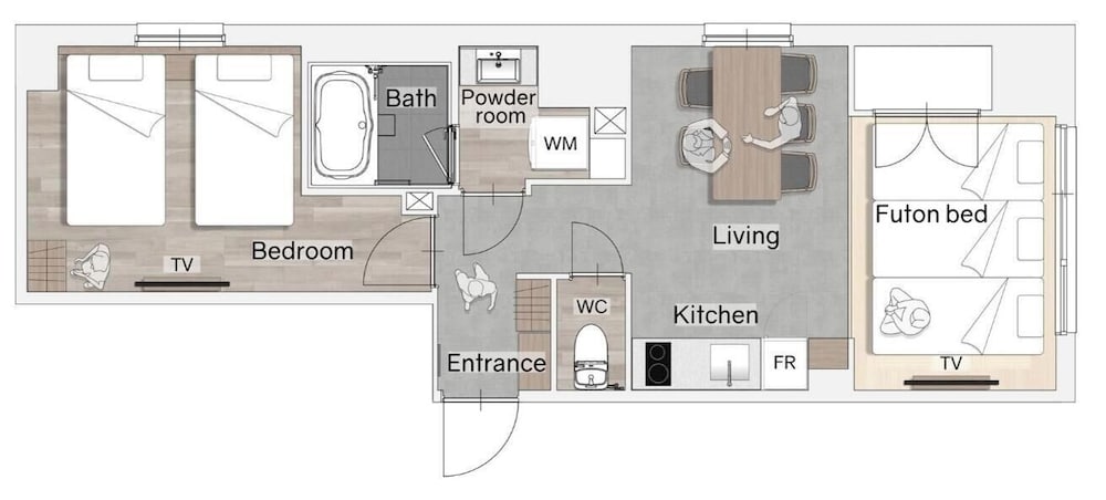 スーペリアスイート 1ベッドルーム 5ベッド (和室付き) 禁煙 フロアマップ0 | Minn 祇園三条
