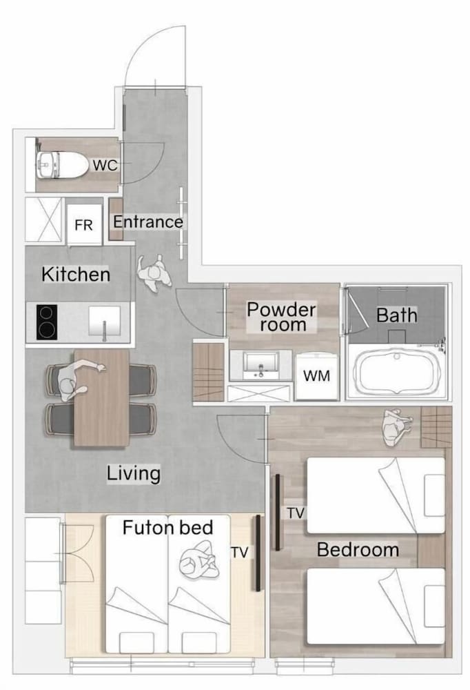 スーペリアスイート 1ベッドルーム 4ベッド 禁煙 フロアマップ0 | Minn 祇園三条