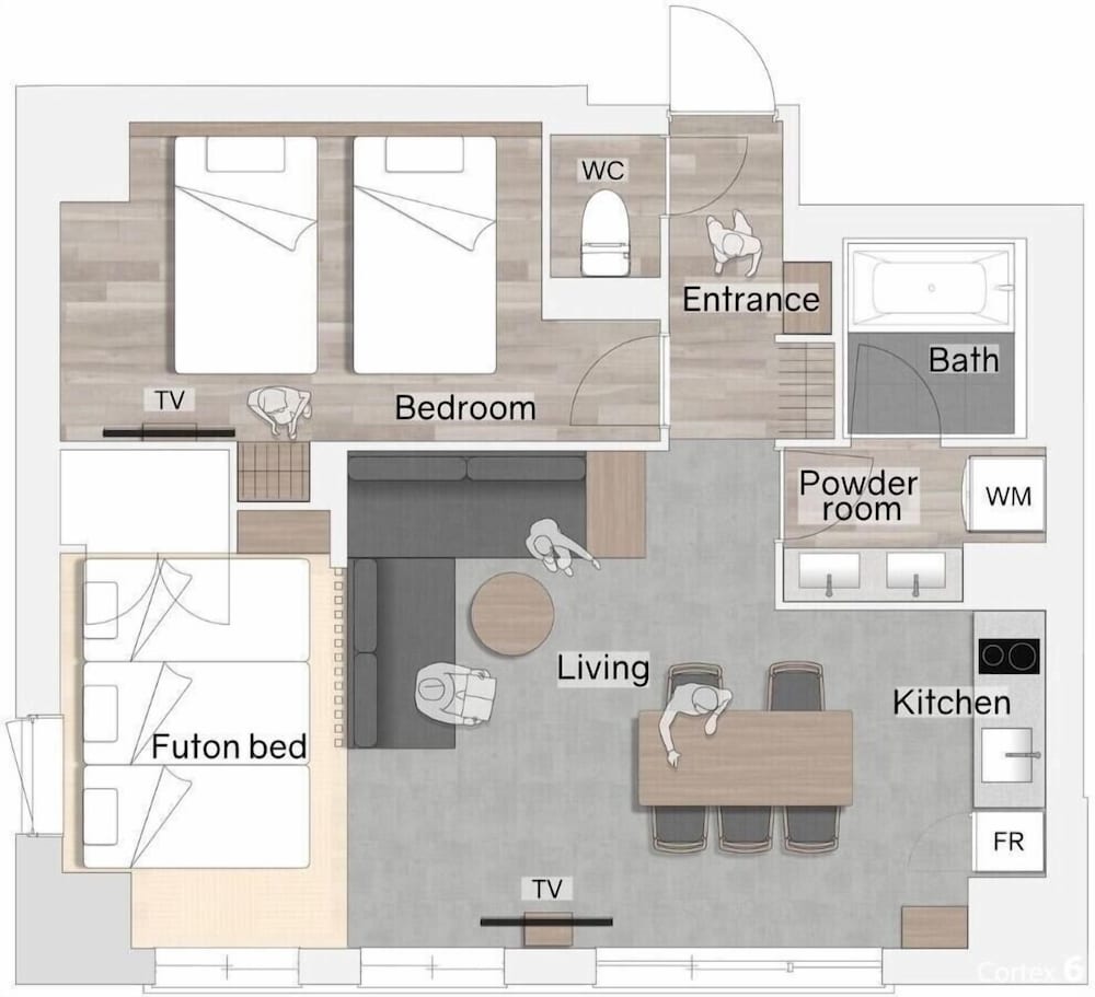 プレミアムスイート　1ベッドルーム　5ベッド 禁煙 フロアマップ0 | Minn 清水五条