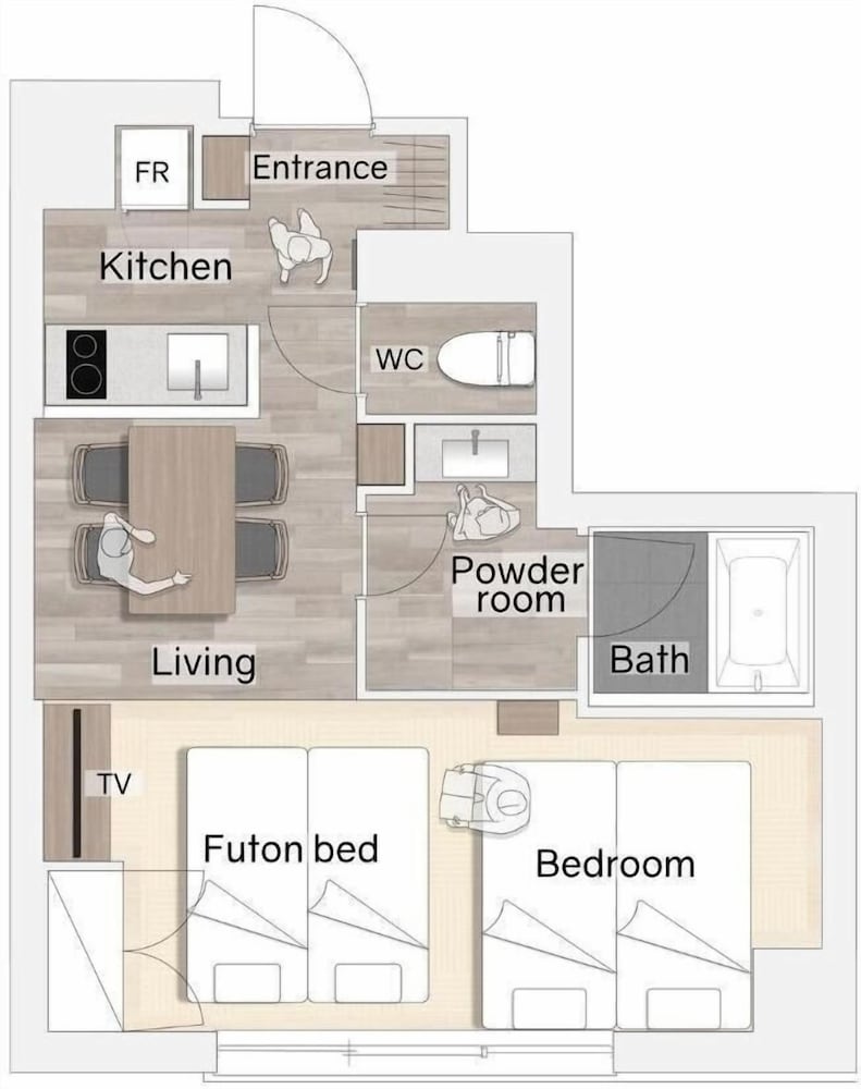 モデレート4ベッド（和室付き） 禁煙 フロアマップ0 | Minn 清水五条