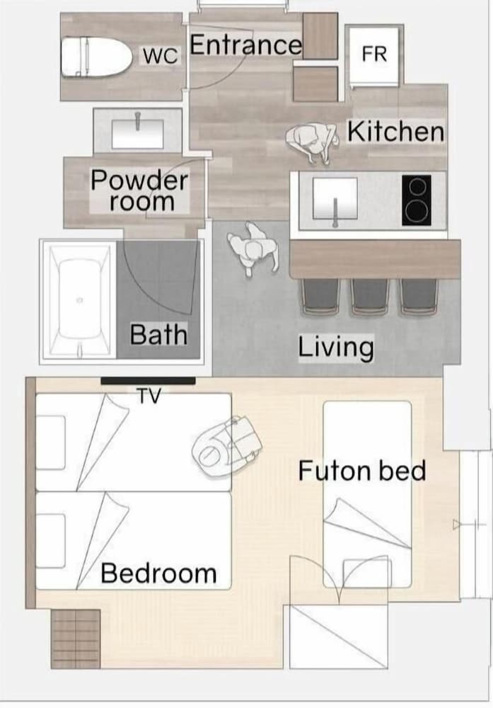 モデレート3ベッド(和室付き） 禁煙 フロアマップ0 | Minn 清水五条