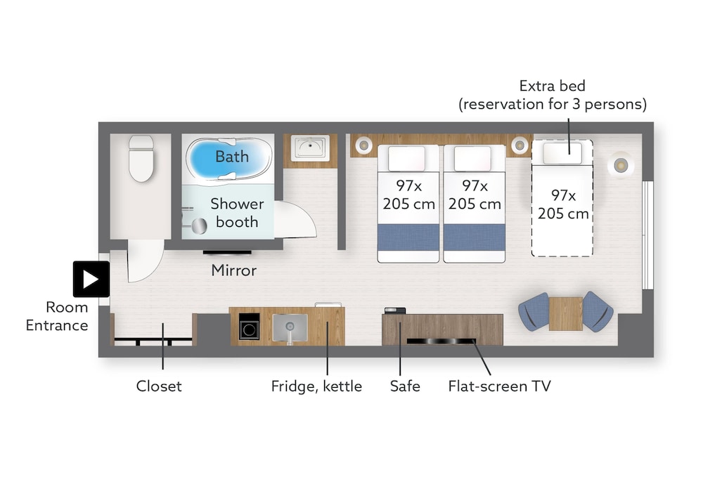 デラックス スイート シングルベッド 3 台 禁煙 (Residence) フロアマップ1 | KABIN Taka