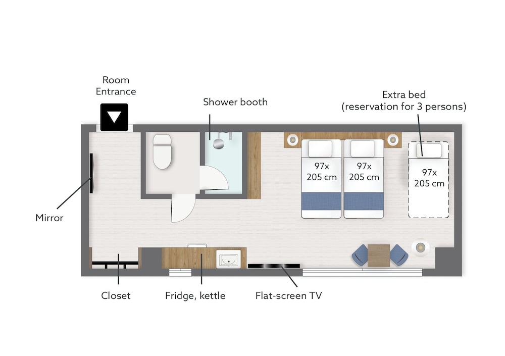 デラックス トリプルルーム シングルベッド 3 台 禁煙 (Studio 30) フロアマップ0 | KABIN Taka
