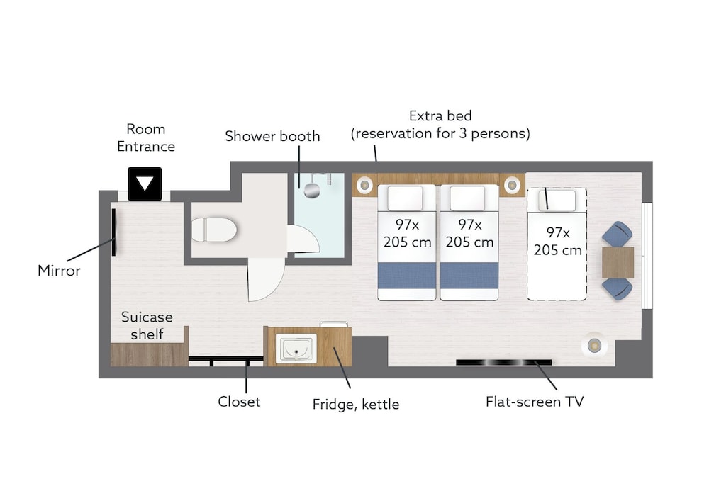 デラックス トリプルルーム シングルベッド 3 台 禁煙 (Studio 30) フロアマップ2 | KABIN Taka