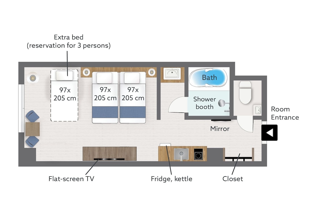 デラックス スイート シングルベッド 3 台 禁煙 (Residence) フロアマップ0 | KABIN Taka