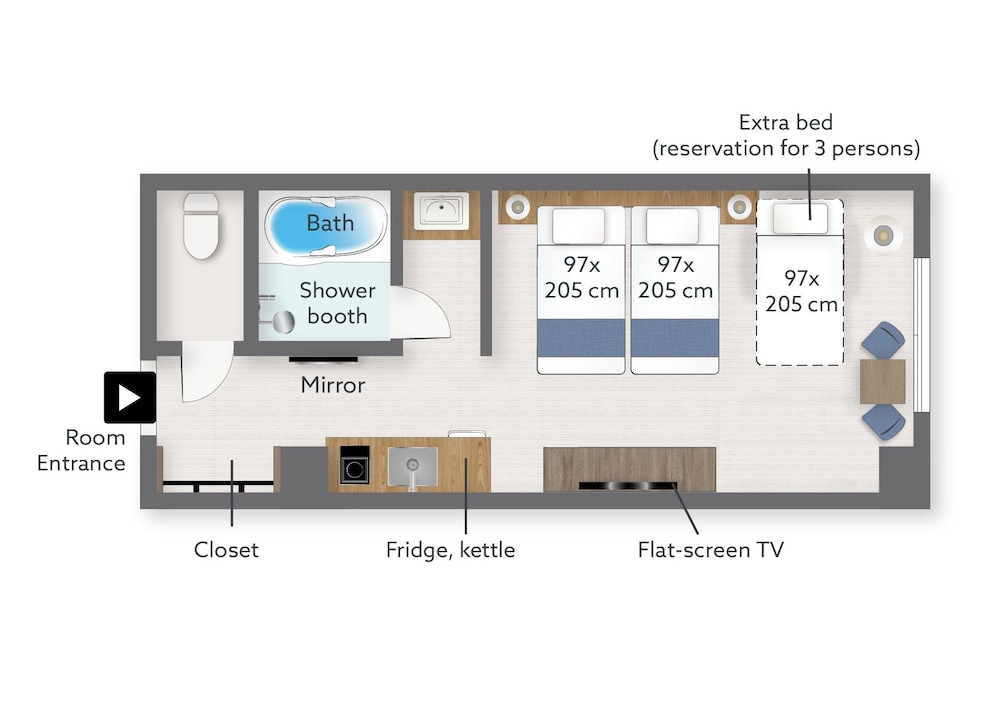デラックス スイート シングルベッド 3 台 禁煙 (Residence) フロアマップ1 | KABIN Taka