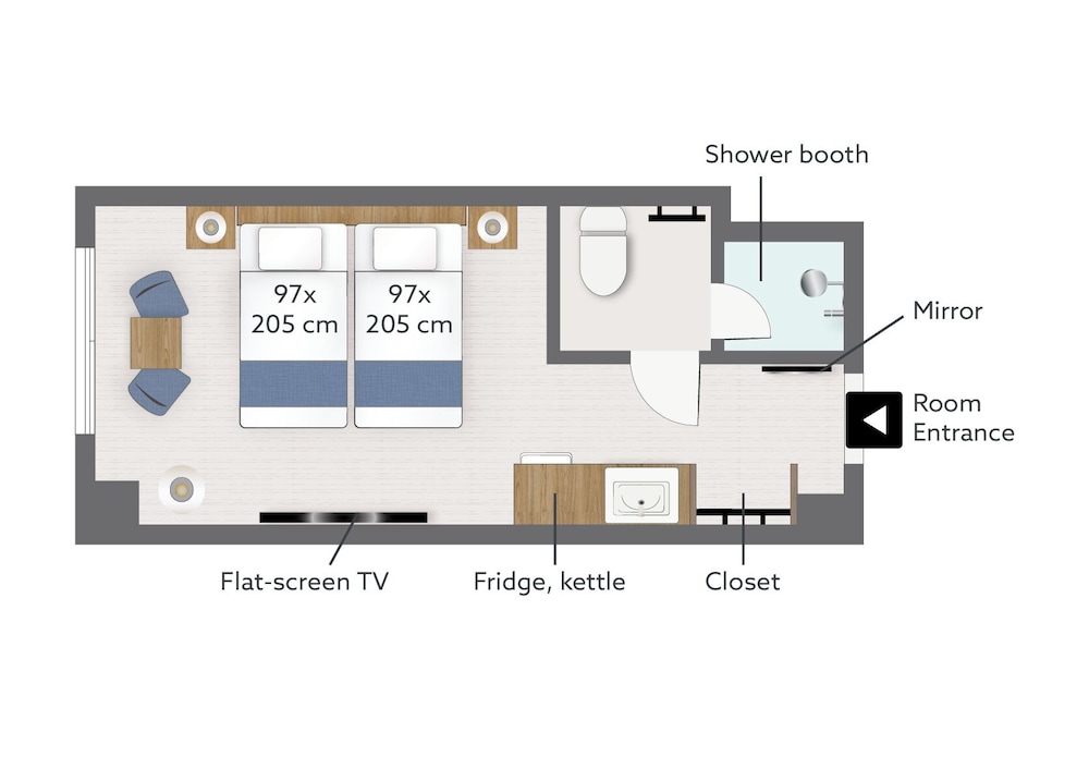 コンフォート スタジオ シングルベッド 2 台 禁煙 (25) フロアマップ0 | KABIN Taka