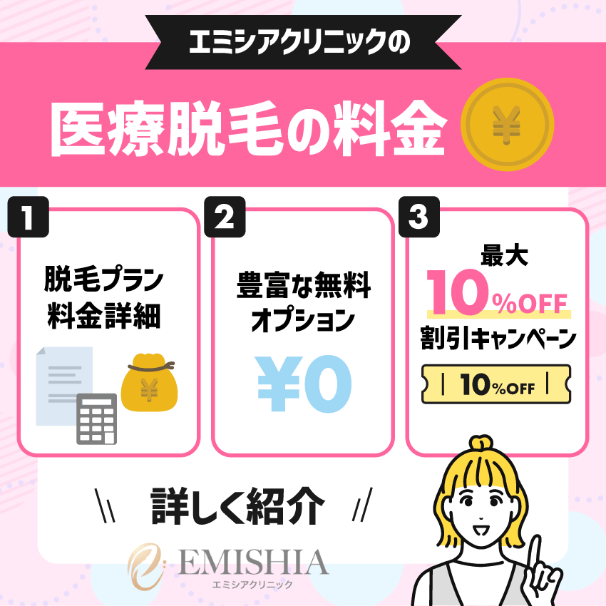 エミシアクリニックの医療脱毛の料金