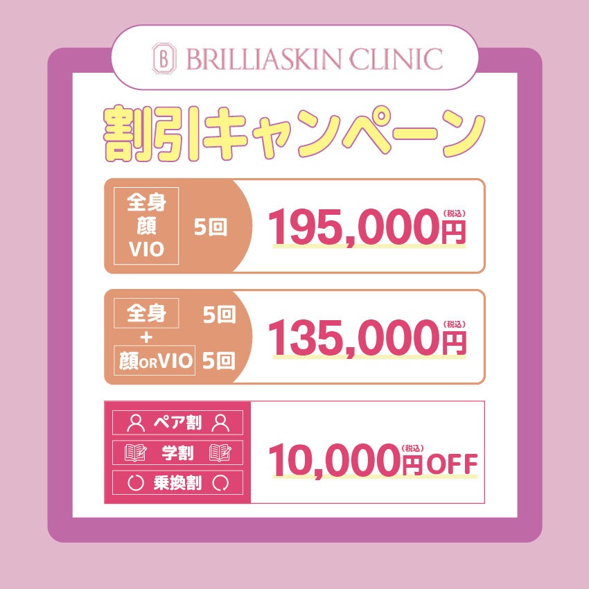 ブリリアスキンクリニックの割引キャンペーン