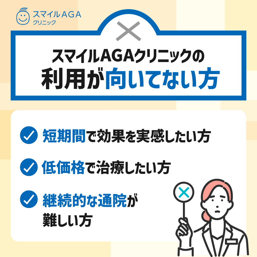 スマイルAGAクリニックが向いていない方の特徴