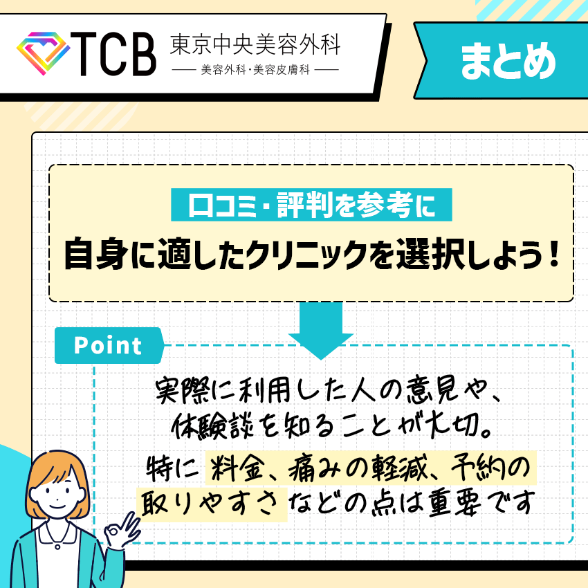 口コミ・評判を参考に自身に適したクリニックを選択しよう!