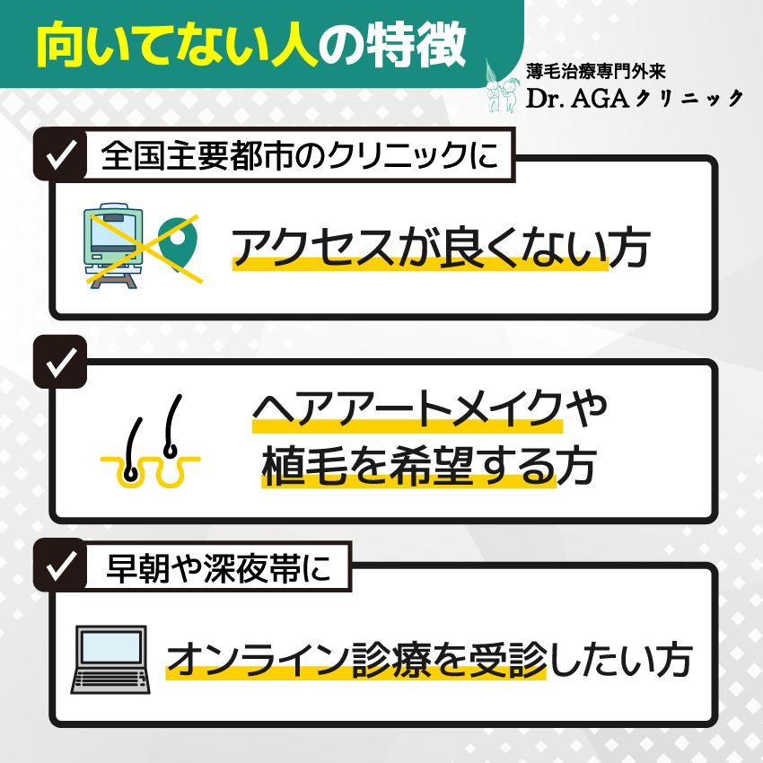 Dr.AGAクリニックが向いていない方の特徴