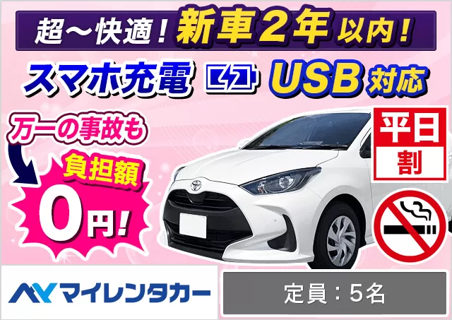 コンパクト（ルーミー/ヤリス/フィット/ミラージュ/ソリオ 他）プランNo.13110 | マイレンタカー鹿児島空港店